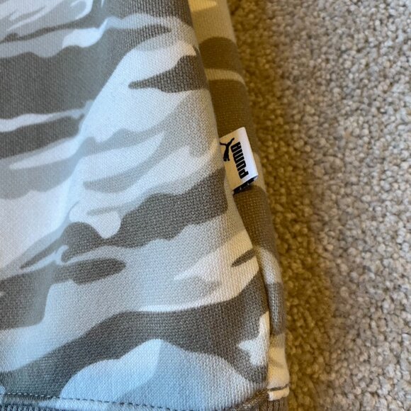 Puma Hoodie Womens XL Gray White Gold Camo Pullover Spellout Sweatshirt Cotton - Picture 11 of 13
